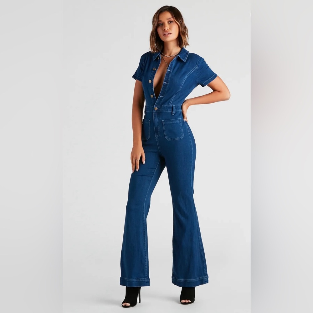 Denim Flare Jumpsuit